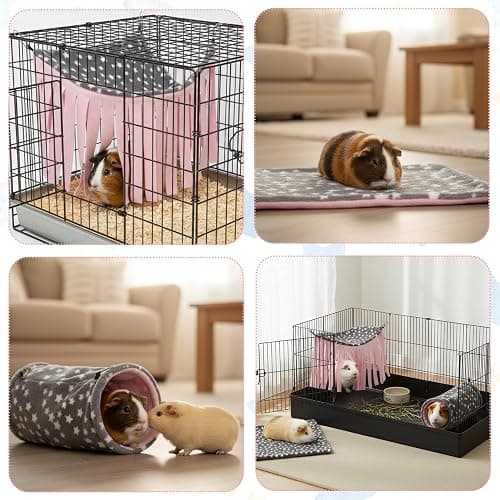 JVVGPET Guinea Pig Hideout, 3 Pack Soft Fleece Small Animal Tunnel Tube & Mat & Corner Hideout Cage Accessories for Guinea Pigs, Rabbit, Ferret, Chinchilla, Hedgehogs thumbnail 3