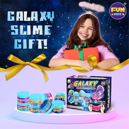 35.16 FL OZ Galaxy Glowing Slime for Kids, FunKidz 1040ML Premade Space Slime 8 Packs Toy for Girls Slime Kit with Neon, Glow, Metallic Fun Boys Craft Great Party Gifts thumbnail 7