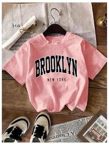 RoseSeek Girl's 3 Packs T Shirts Set Letter Graphic Tees Summer Tee Shirt | Short Sleeve, Crew Neck Shirts, Girls Graphic Tees, Cute Shirts for Girls thumbnail 5