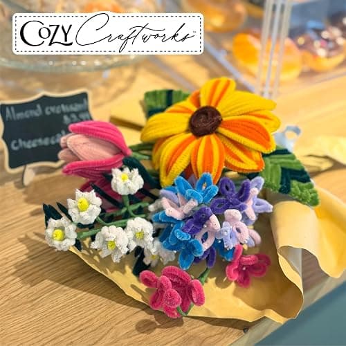 WeVeel Cozy Craftworks Chenille Stem Flower & Succulent Craft Kit for Adults – Create a Wildflower Bouquet and Succulent Box Garden – Relaxing DIY Botanical Arts & Crafts Set thumbnail 6