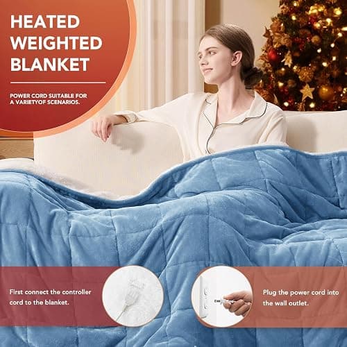 Homemate Heated Weighted Blanket for Adults - 50"x60" 10lbs Electric Throw Fast Heating Heavy Blanket 1/2/4/6/8 Hour Auto Off 10 Heat Levels Over-Heat Protection Soft Flannel Sherpa thumbnail 2