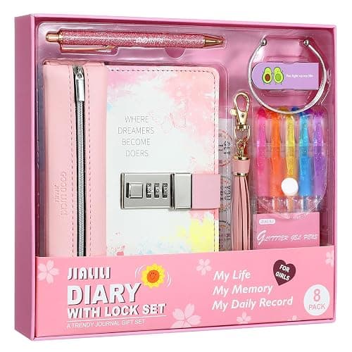 JIALILI Diary with Lock for Girls Ages 8-12, Kids Journal with Lock, Password Journal Notebook Kit for Teen Girls, 256 Pages Secrect Diary, Birthday Gifts for 6 7 8 9 10 11 12 Year Old Girls - Image 1