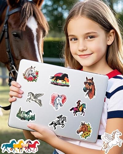 100 Pcs Horse Stickers for Kids Girls Women, Cool Horse Party Favors & Decorations Gifts, Waterproof Stickers for Water Bottle Laptop Scrapbook thumbnail 2