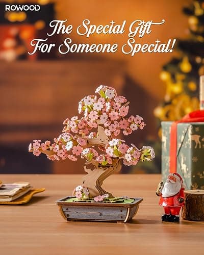 ROWOOD Sakura Bonsai 3D Puzzle, DIY Holzpuzzle Modellbausatz Für Erwachsene, Klassiker Sakura Konstruktions Und Handwerks Set, Perfekt Deko Für Zuhause Sowie, Geschenk Zu Weihnachten Oder Geburtstag thumbnail 8