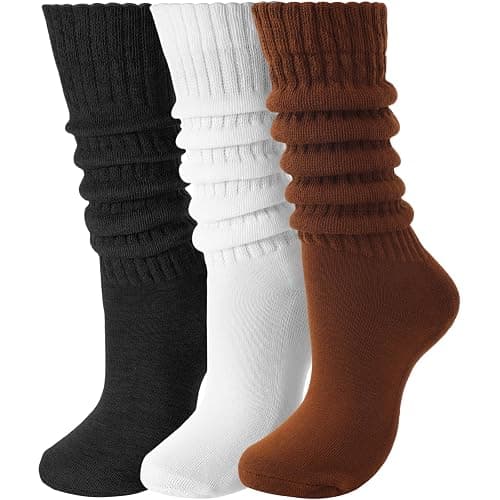 Nimalpal 3 Pairs Slouchy Socks for Women, Long Chunky Knee High Scrunch Socks Women's Fall Winter Socks Size 5-11 - Image 1