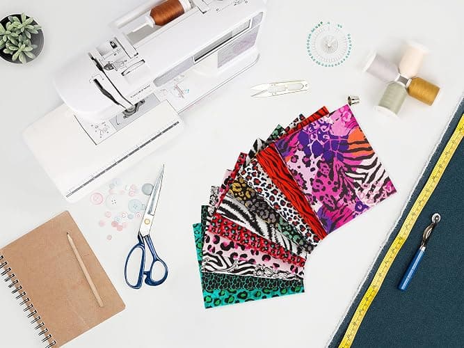 Craftido -25 Options- 100% Cotton Quilting Fabric Bundles 10pcs Fat Quarters 18”x21”-Medium Weight 5.2 oz- Soft Cotton for Quilting, Sewing Project, Patchwork, DIY Crafts – Fancy Animal thumbnail 5