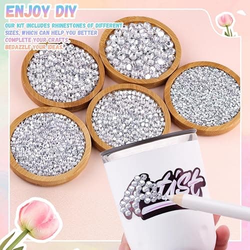30000Pcs Resin Silver Clear Rhinestones for Bedazzling Crafting with b7000 Jewelry Glue, Bulk Flatback Gems Bedazzler Kit for Crafts Clothes Shoes Fabric Nail Diamond Art, Assorted Size 2/3/4/5/6mm - Large Pack + 3Pcs Glue - Clear thumbnail 3