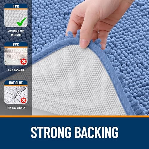 OLANLY Bathroom Rugs 30x20, Extra Soft Absorbent Chenille Bath Rugs, Rubber Backing Quick Dry, Machine Washable Bath Mats for Bathroom Floor, Tub and Shower, Home Decor Accessories, Cornflower Blue thumbnail 7