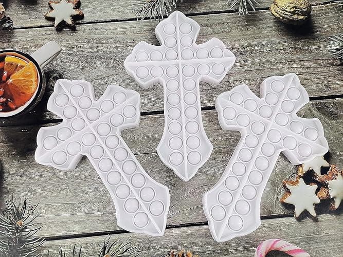 3 Packs Religous Cross Bubble Pop Fidget ,Push Stress Relief Educational Tool for Kids Adult thumbnail 3