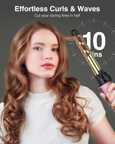 Rotating Curling Iron 1 Inch for All Hair Types-Rapid Heating Automatic Curling Iron Self Curling Wand-Dual Voltage Auto Rotating Hair Curler for Curls and Waves - 1 inch - Pink thumbnail 6