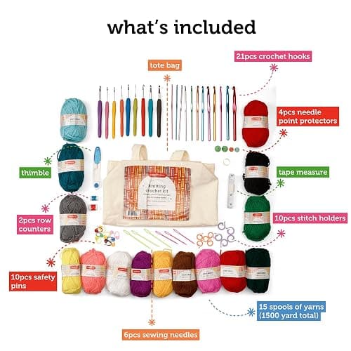 Incraftables Crochet Kit for Beginners – 85 Piece Beginner Crochet Kit for Adults & Kids with Yarn, Hooks, Accessories & Bonus Tote Bag Organizer – Learn to Crochet with Complete Starter Set thumbnail 2