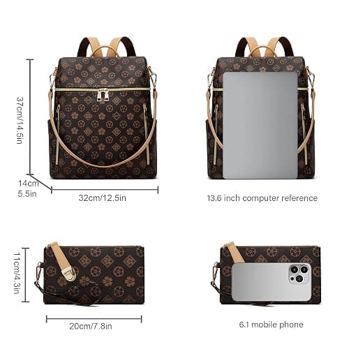 Makes Backpack Purse for Women PU Leather Travel Satchel Handbag Convertible Design Bag with Purse thumbnail 4