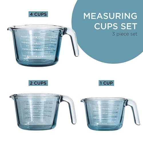 COOK WITH COLOR Glass Measuring Cups - Ideal for Cooking and Baking, Blue - Blue thumbnail 2