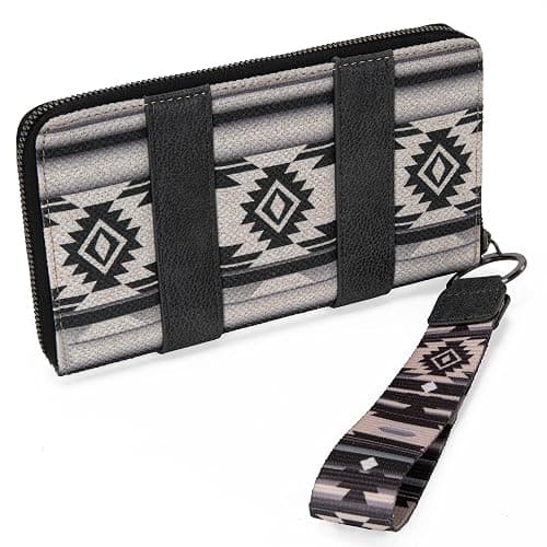 Montana West × Wrangler Wristlet Western Wallet Boho Aztec Credit Card Holder for Women - 2203A Black thumbnail 4