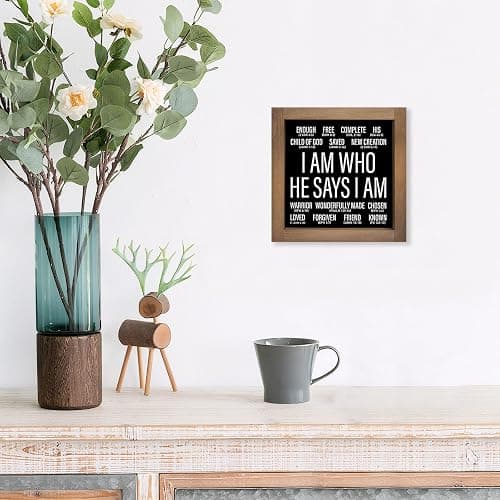pechpell Christian Office Decor for Women Men, 6 In Wooden Bible Verses Inspirational Sign, Rustic Scripture Art Desk Prayer Room Baptism Table Kitchen Bathroom Motivational Religious Home Decorations thumbnail 7