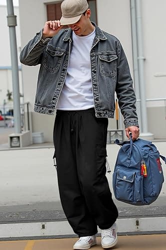 JMIERR Men's Baggy Cargo Pants Trendy Casual Parachute Pant Loose Fit Harem Joggers with Pockets for Streetwear thumbnail 7