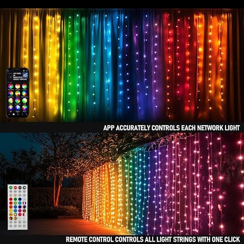 Dazzle Bright 300 LED Curtain String Lights, RGB Color Changing Christmas Fairy Lights for Bedroom with Remote & APP Control, Waterproof Smart Window Lights Party Wedding Garden Wall Decor thumbnail 2