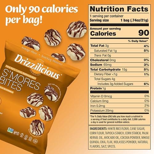 Drizzilicious Mini Rice Cakes Variety Pack - Rice Crisps, Healthy Snack for Adults and Kids, Flavored Rice Cakes, Vegan, Gluten Free, Allergen Free, Only 90 Calories Per Bag - 0.74 oz (Pack of 12) thumbnail 2