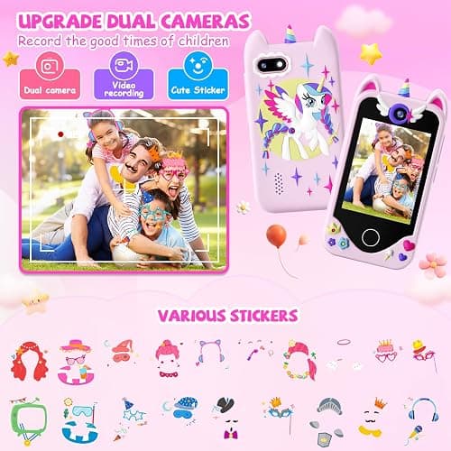 Kids Smart Phone for Girls Gifts - Toddler Christmas Birthday Gift for Age 3 4 5 6 Year Old, Kids Cell Phone Toy with Touchscreen, Dual Cameras, Learning, Kid Mp3 Player, Games with 32 GB Card thumbnail 5