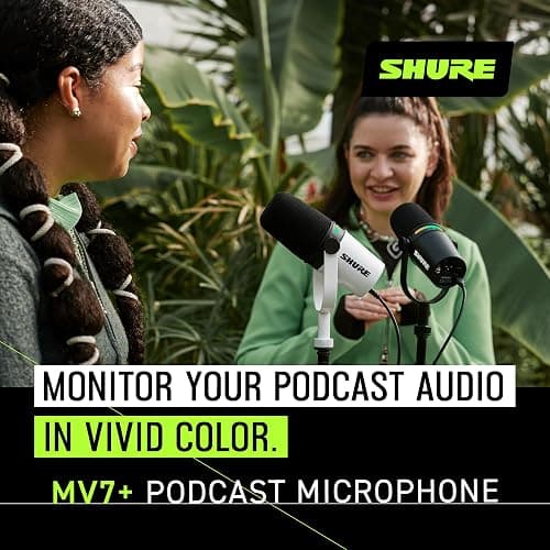 Shure MV7+ Podcast Dynamic Microphone with Stand – OBS Certified, Enhanced Audio, LED Panel, USB-C & XLR Outputs, Auto Level Mode, Digital Pop Filter – for Podcasting, Streaming, and Recording, Black thumbnail 4