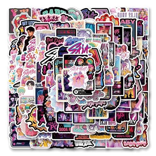 120pcs Saja Boys Stickers Pack, Cartoon Cute Vinyl Waterproof Decals for Water Bottle,Laptop,Phone,Skateboard,Scrapbooking,Bumper Gifts for Kids Teens for Party Supply - Image 1
