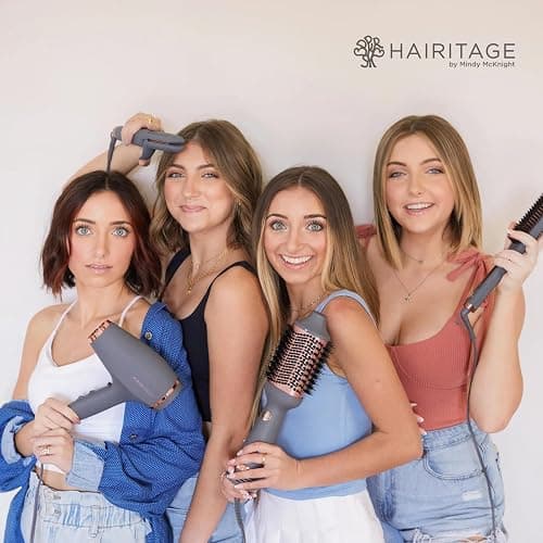 Hairitage Volumizing One Step Blow Dry Brush + Hair Dryer for Curling + Straightening - Ceramic Tourmaline Blowout Brush + Volumizer - Hair Styler for Smooth Shiny, Frizz-Free Styles - Matte Grey thumbnail 7