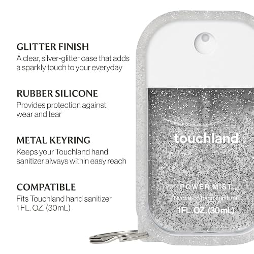 Touchland Silicone Hand Mist Case with Keyring, 1 FL OZ - Frosted Sparkle thumbnail 6