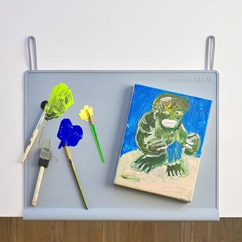 The Table Tyke Table Tyke Placemat XL Silicone Baby Placemat with Teething Edge Bumper - Waterproof Toddler Table Mat for Eating, BPA Free, Dishwasher Safe (Grey) thumbnail 6