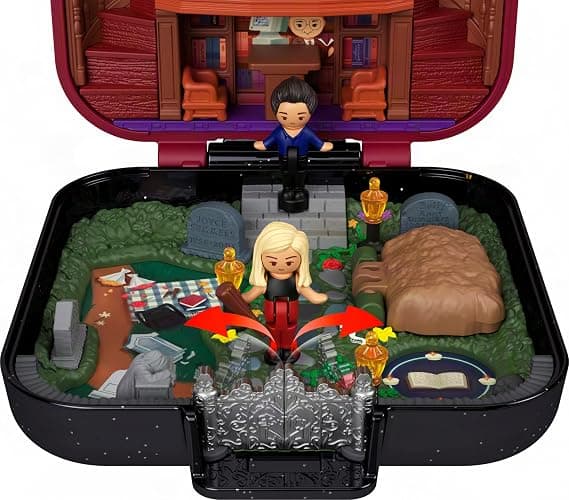 Polly Pocket x Buffy the Vampire Slayer Collector Compact | Nostalgic Playset, Micro Buffy, Willow & Xander Dolls, 5 True to Content Accessories, Lenticular Exterior thumbnail 4