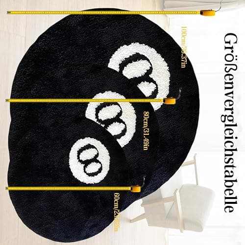 Cecailin® 8 Ball Rug,24 inch/60cm 8 Ball Decor,Fluffy,Double Rubber Sole,Bedroom Aesthetic,Graphic Rugs,Y2K Rug,Suitable for Bathrooms,Bedrooms, Children's Rooms,Machine Washable thumbnail 2