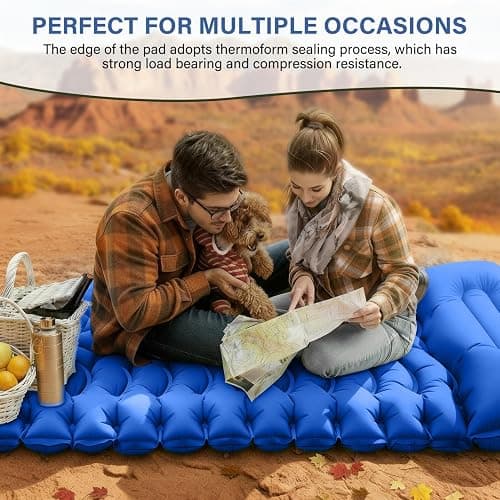 FUN PAC Camping Sleeping Pad, Ultralight Camping Pad with Pillow Built-in Foot Pump Inflatable Sleeping Mat Compact for Camping Backpacking Hiking Traveling - Blue, Single thumbnail 7