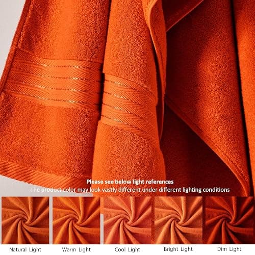 COZYART Burnt Orange Bath Towel Set for Bathroom Turkish Cotton Thick Soft Absorbent Durable 650 GSM Towel Sets of 6, 2 Large Bath Towels, 2 Hand Towels, 2 Washclothes thumbnail 4