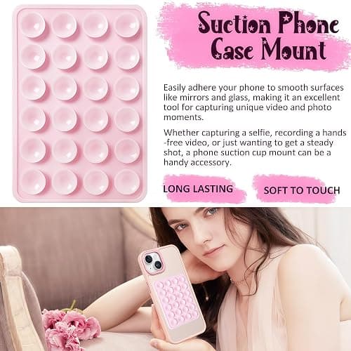 Anteel Silicone Suction Phone Case Mount, Silicon Adhesive Phone Accessory for Smartphones, Hands-Free Mirror Shower Phone Holder for Selfies, Tiktok Videos (White) thumbnail 2
