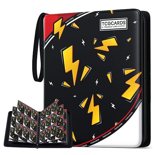 Card Binder for Pokemon Cards, 9 Pocket Trading Card Binder Holds 900 Cards with 50 Removable Sleeves, 3 Ring Zipper Card Holder Album Book Case for TCG, MTG, Sports Cards Collection, Boys Girls - Image 1