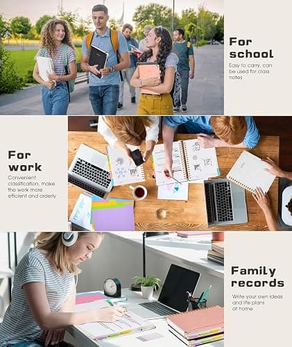 Hardcover Spiral Notebook Journal with Removable Dividers Tabs, 300 Pages Leather 5 Subject Notebook College Ruled, 8"x10" Large B5 Notebooks for Work School Note taking, Lined Journal for Women, White thumbnail 7