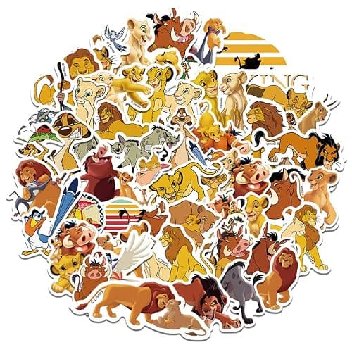 50pcs Cartoon The Lion King Stickers for Kids, Vinyl Waterproof Disney Movie Decal for Water Bottle Laptop Toy Sticker for DIY Decorate Bumper Phone Hard Hat Kids Teens Gifts (Lion) thumbnail 6