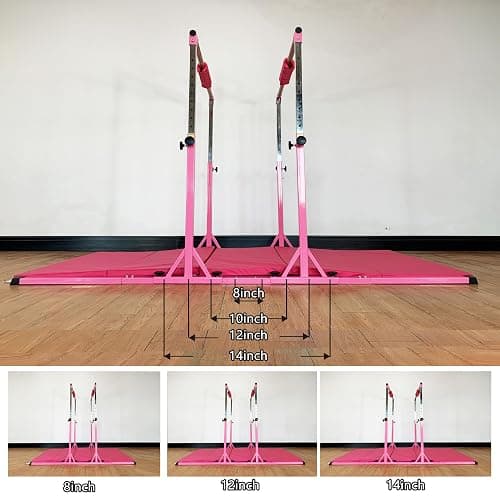 MARFULA Gymnastics Double Horizontal Bars 3Play Parallel Bars Uneven Bars Gymnastics Training Kip Bar with 304 Stainless Steel Regulating Arms & Fiberglass Rail for Indoor Outdoor Home Club Use thumbnail 4