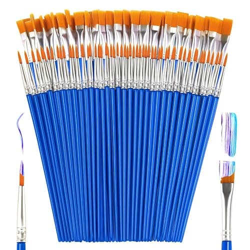 ZRLEI Small Paint Brushes Bulk, 110 Pcs Flat Tip Round Acrylic Paint Brushes for Kids Classroom Acrylic Watercolor Canvas Face Painting Touch Up - Image 1