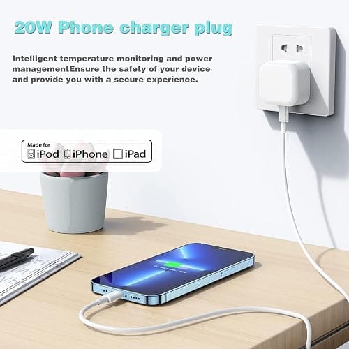 USB C Charger Cable 2M Type C to Type C iPhone USBC Plug UK 20W USB-C Power Adapter Compatible for iPhone 16 Pro Max 17 Air 15 Plus, iPad Air Pro, Samsung Charger Cable Fast Charge Galaxy S25 A17 A16 thumbnail 6