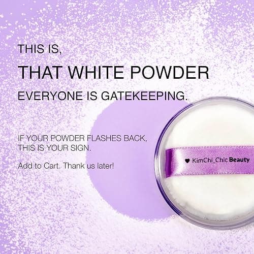 KimChiChic Beauty That WhitePowder Set and Bake Mattifying Setting Powder for Makeup, Extra Fluffy Loose Face Powder Poof, Soft Natural Face Makeup Helps Minimize the Appearance of Fine Lines, White thumbnail 3