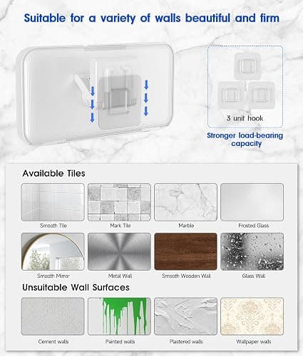 Mistriddle Waterproof Shower Phone Holder with 360° Rotation, Angle Adjustable, Enhanced Sound Quality, Wall Mounted Phone Holder for Bathroom Mirror Bathtub Kitchen, Up to 7 Inch (White) thumbnail 4