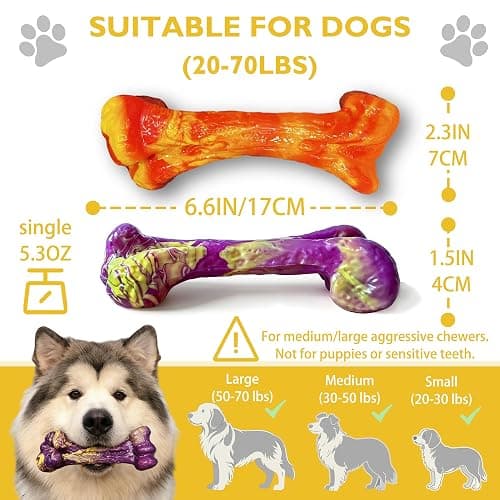 Trazoro 3-Pack Dog Chew Toys for Aggressive Chewers, Medium Large Breed | Indestructible Dog Bone Toys to Keep Them Busy,Dental Textured, Long Lasting,Beef Flavor thumbnail 4
