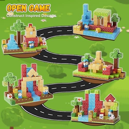 Fitrobust 200PCS Magnetic Building Blocks Set, Magnetic Tiles Kids Build Cubes STEM Game Toys, Build Forest World Set, Christmas Birthday Gifts for Boys & Girls Age 3 4 5 6 7 8 9 10, 0.8 in Size thumbnail 4