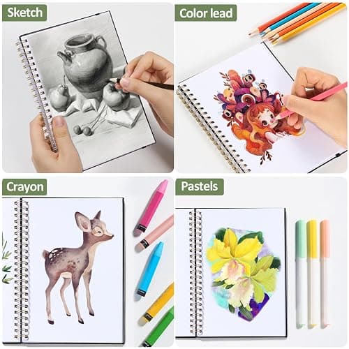 Forvencer 2 Pack Blank Spiral Notebook, 8"x 5.6"Hardcover Sketch Book, 100GSM Thick Paper, Art Sketchbook for Women & Adult, 2 x 100 pages Drawing Book Journal for School Office Drawing, Burgundy thumbnail 7