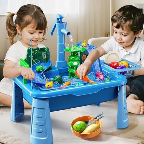 KIZONLY Water Table for Toddlers 1-3- Kids Play Sink with Pump and Running Water, Water Table for Kids Ages 4-8 with Fishing Games, Summer Outside Sensory Gift Toys for Boys and Girls 2 3 4 5 6 7 8 thumbnail 6