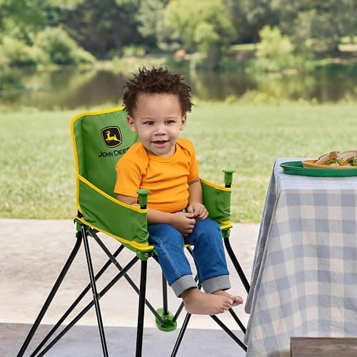 Bright Starts John Deere Pop 'N Dine Portable High Chair, Indoor/Outdoor, Dishwasher Safe Tray, Easy to Fold, Unisex, Green, 6 Months + thumbnail 2