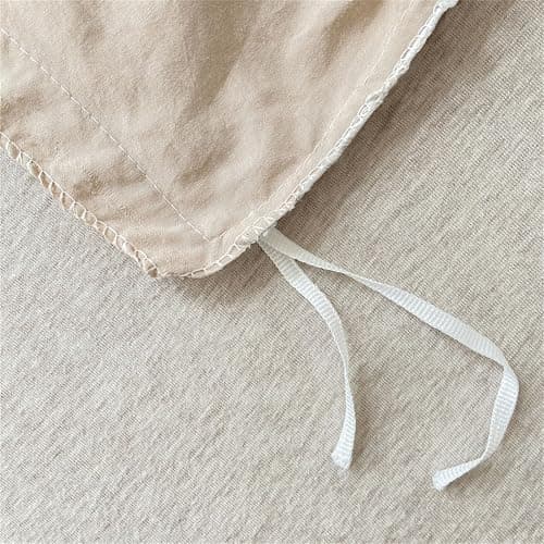 Michorinee Housse de Couette Carreaux Vichy 140x200 Beige Marron - Parure de Lit Adulte 1 Personne en Microfibre - Linge de Lit à Carreaux Réversible avec Taie d'oreiller 65x65 cm thumbnail 5