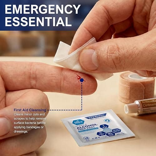 MED PRIDE Sterile Alcohol Prep Pads, Antiseptic, 70% Isopropyl, Individually Wrapped, Medical Grade 2 Ply Wipes (200 Count (Pack of 1) White) thumbnail 2