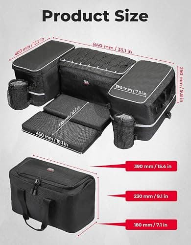 KEMIMOTO ATV Storage Bags, 71L ATV Rear Seat With Storage, 4 Wheeler Cargo Bag with Cooler, Removable Cushion, Fits Most ATVs with Rear Rack, Compatible with Polaris Grizzly Can-Am thumbnail 7