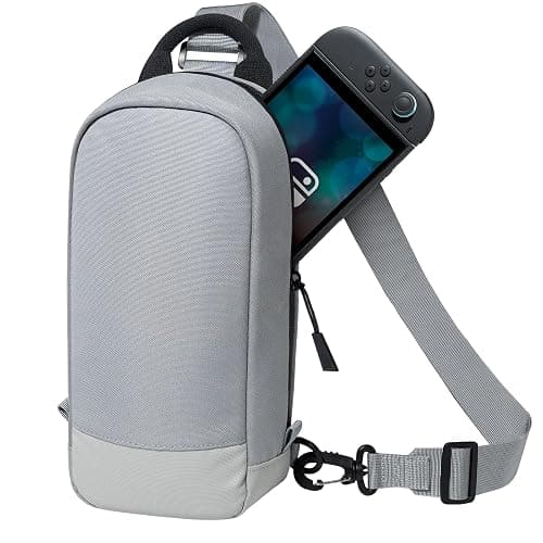 JETech Sling Crossbody Bag for Nintendo Switch 2/Switch OLED/Switch Console, Shoulder Bag with 8 Game Card Slots, Large Capacity for Accessories & Charger, Perfect for Daily Use & Travel, Grey - Image 1